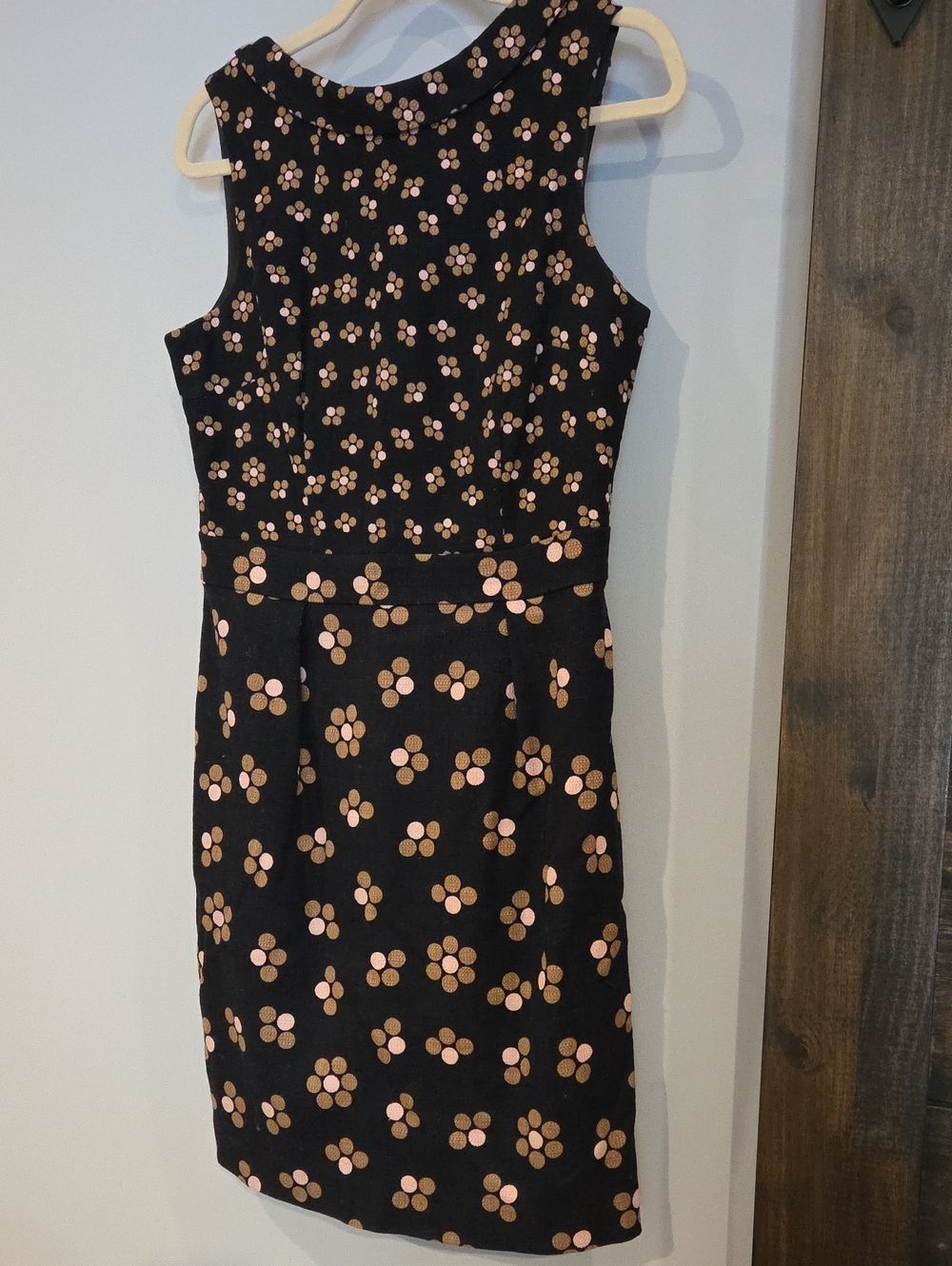 Boden Black Sleeveless Mini Dress with Pink Polka-Cluster Floral Print US 8